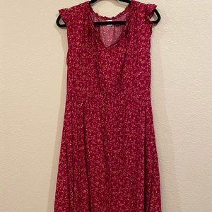 Old Navy floral cinched waist a line dress L